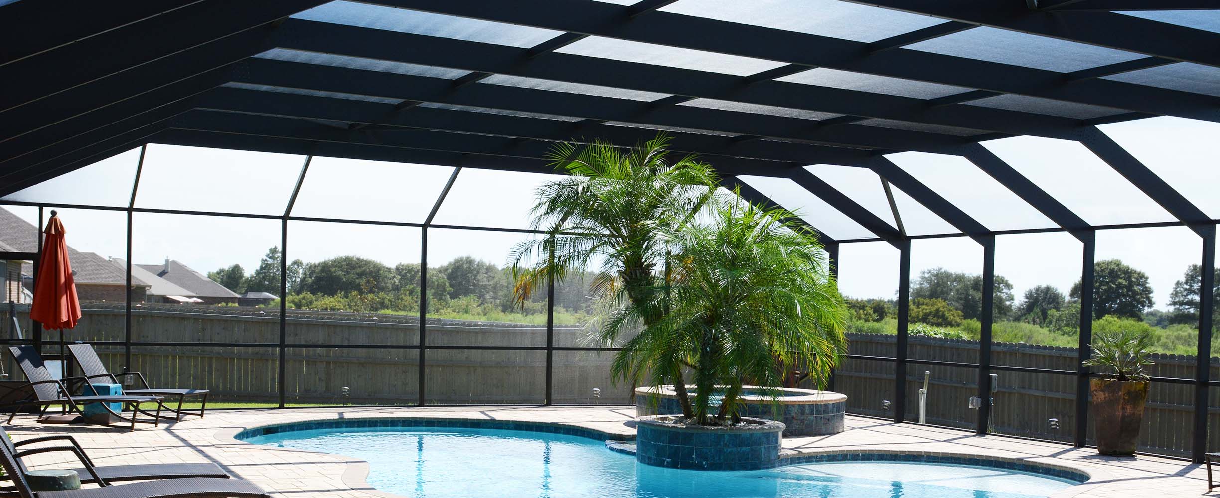 Custom designed swimming pool enclosure in Foley, Alabama
