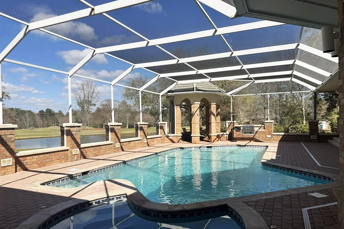 Custom pool enclosure showing the craftsmanship of Southern Patio and Screens