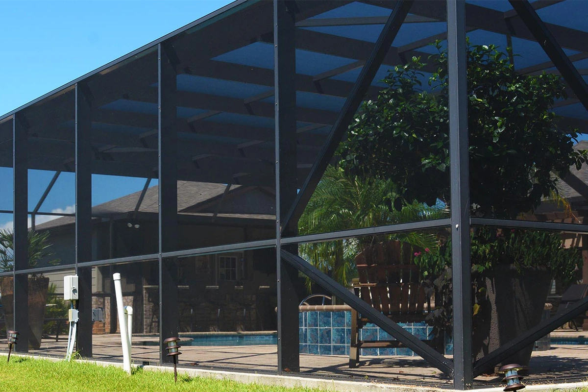 Storm-ready screened pool enclosure designed for Gulf Coast weather