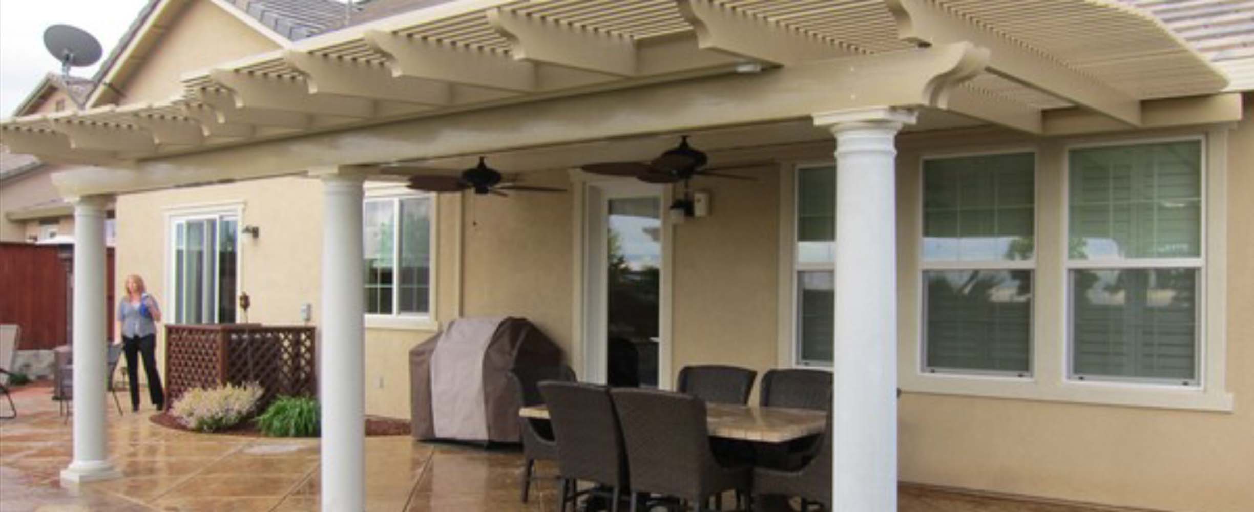 Custom pergola and trellis defining a South Alabama patio and garden