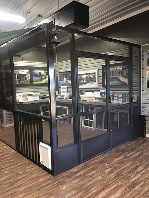 Product display inside the Southern Patio and Screens showroom in Summerdale, Alabama